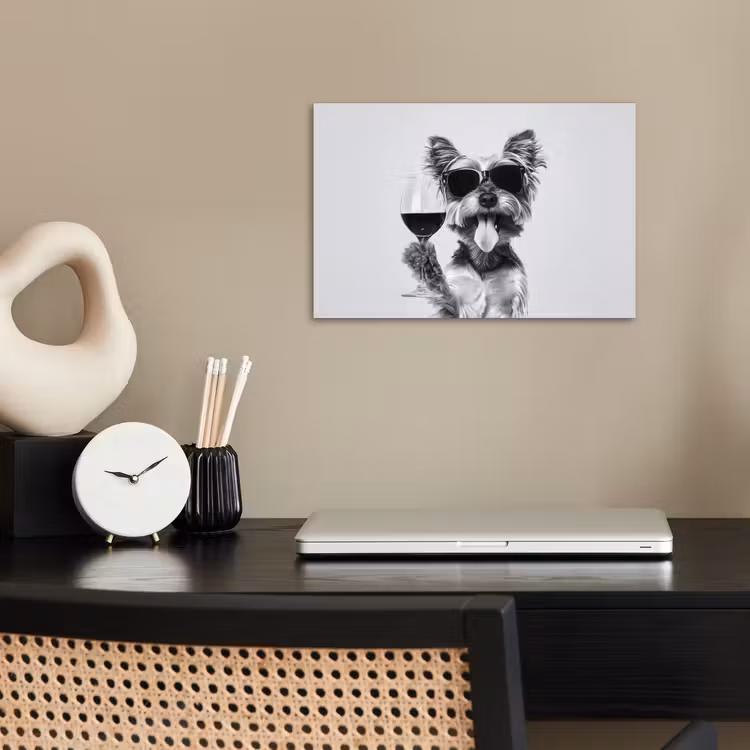 Poster - Hondje - Wijnglas - Zonnebril - Enthousiast — 2