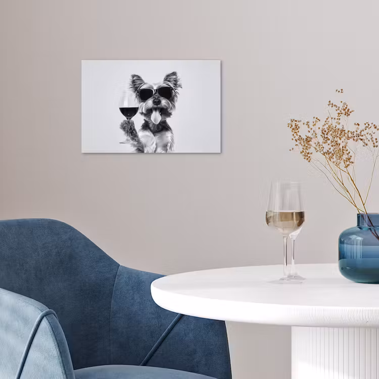 Poster - Hondje - Wijnglas - Zonnebril - Enthousiast — 4
