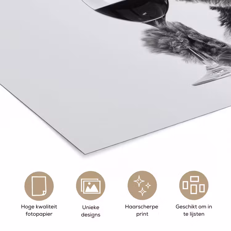 Poster - Hondje - Wijnglas - Zonnebril - Enthousiast — 5