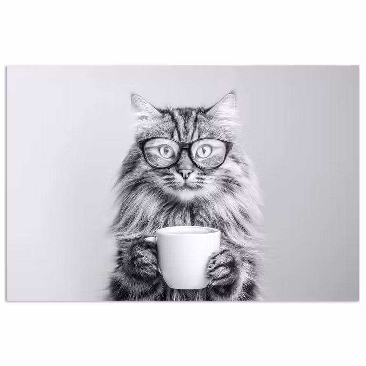 Poster - Kat - Bril - Mok - Pluizig — 1