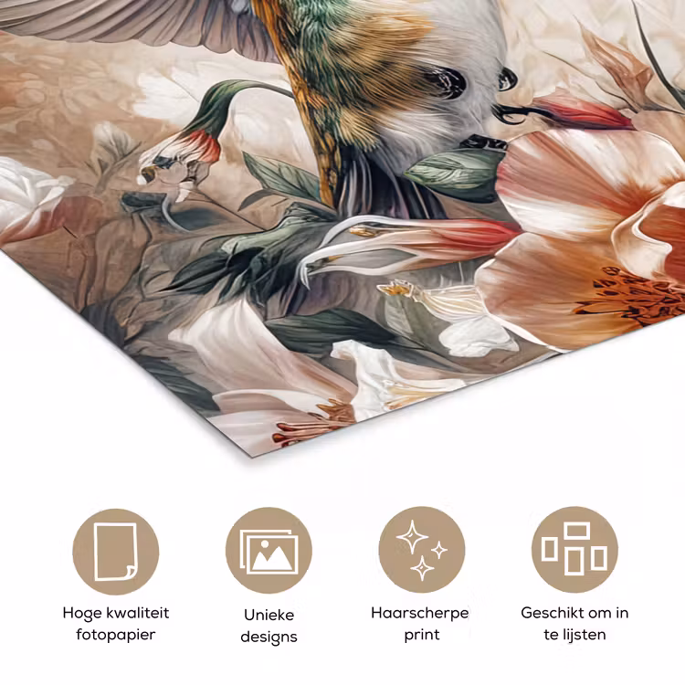 Poster - Kolibrie - Vogels - Bloemen - Natuur — 5
