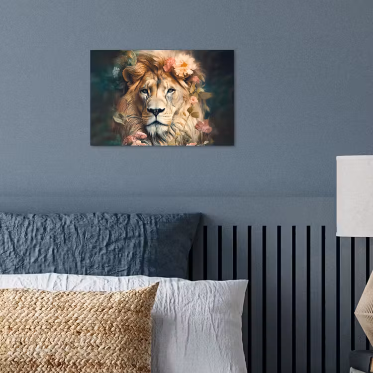Poster - Leeuw - Leeuwenkop - Wilde dieren - Bloemen — 3