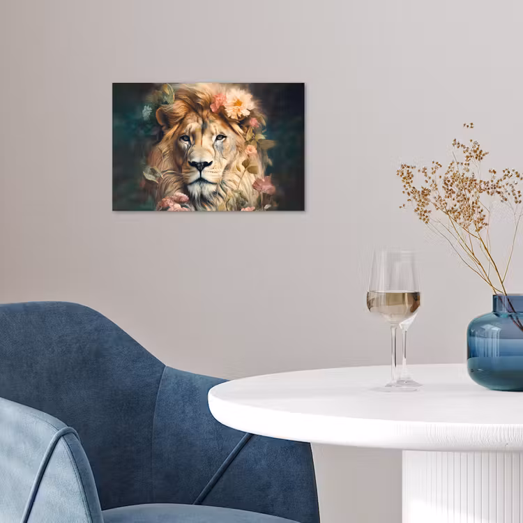 Poster - Leeuw - Leeuwenkop - Wilde dieren - Bloemen — 4