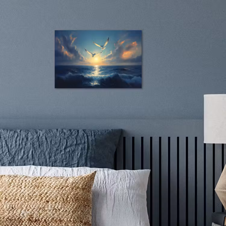Poster - Meeuwen - Zee - Wolken -Blauw — 3