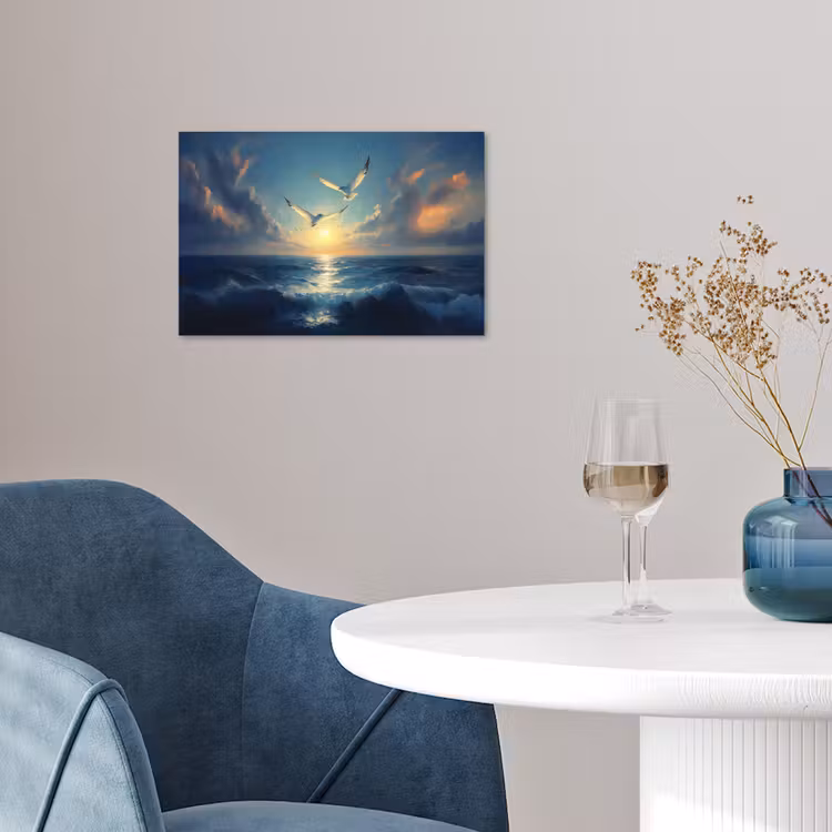 Poster - Meeuwen - Zee - Wolken -Blauw — 4