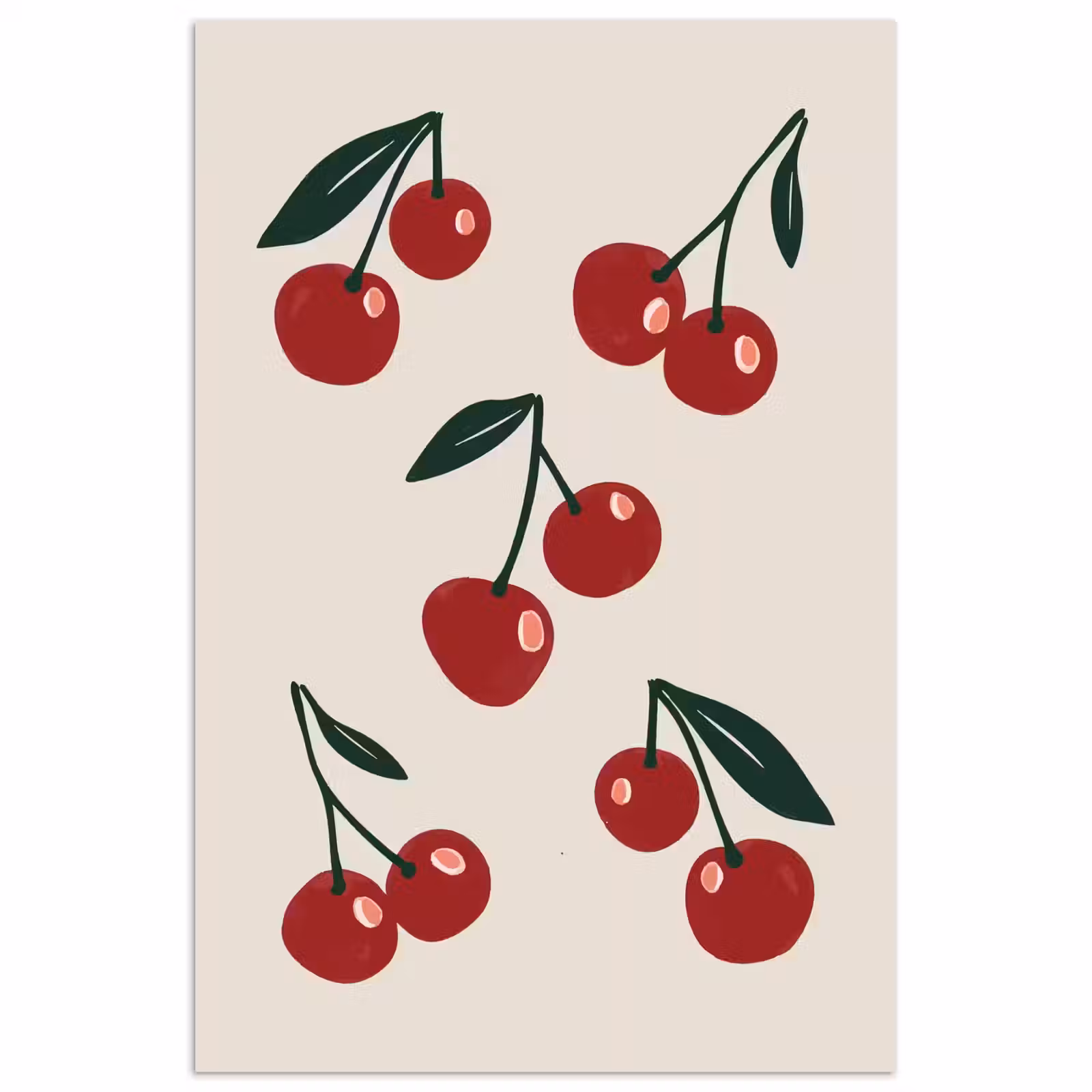 Poster - Kersen - Blaadjes - Rood — 1