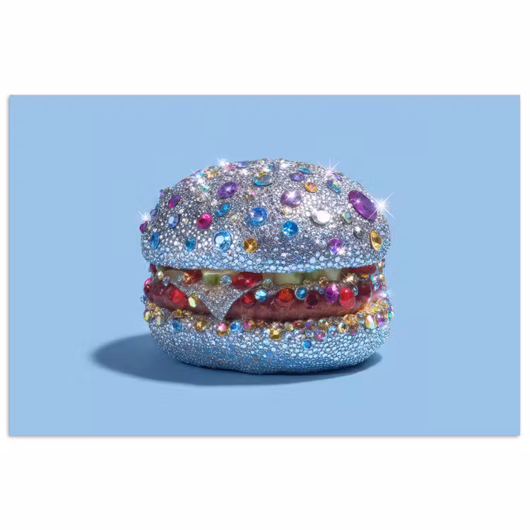 Poster - Glitters - Hamburger - Blauw — 1