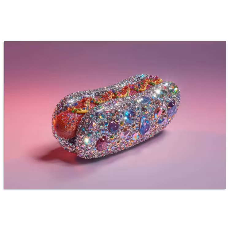Poster - Hotdog - Steentjes - Glitters - Paars — 1