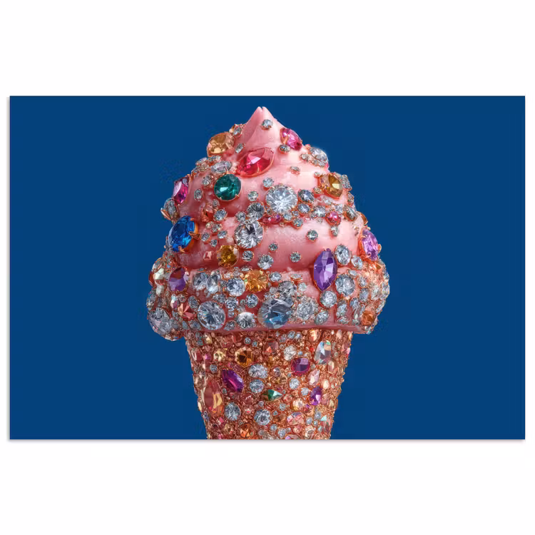 Poster - Ijsje - Hoorntje - Steentjes - Blauw — 1