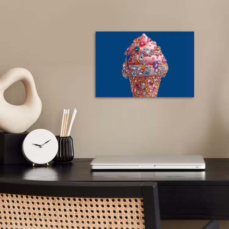 Poster - Ijsje - Hoorntje - Steentjes - Blauw — 2