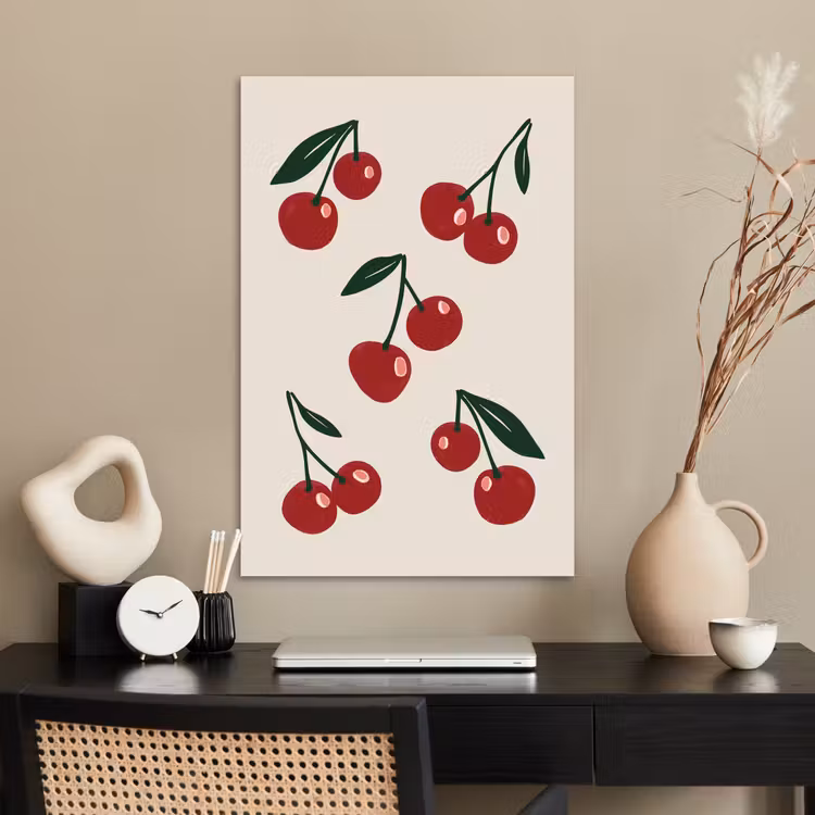 Poster - Kersen - Blaadjes - Rood — 2