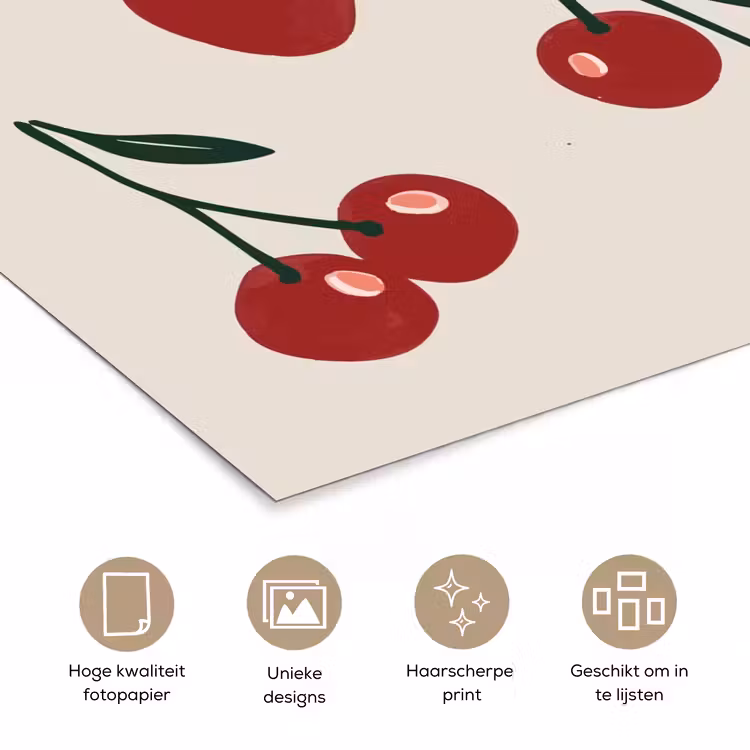 Poster - Kersen - Blaadjes - Rood — 5