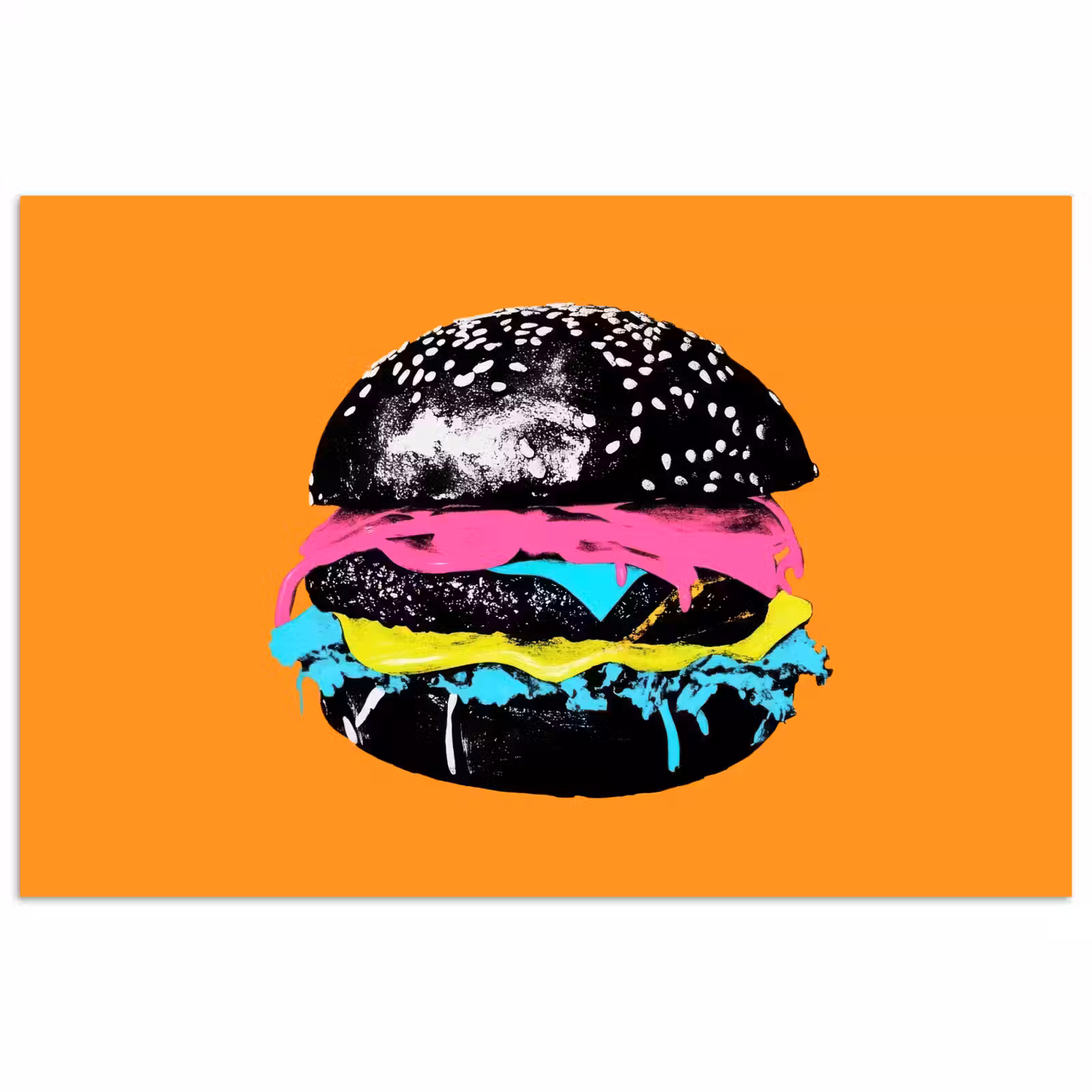 Poster - Hamburger - Oranje - Neon - popart — 1