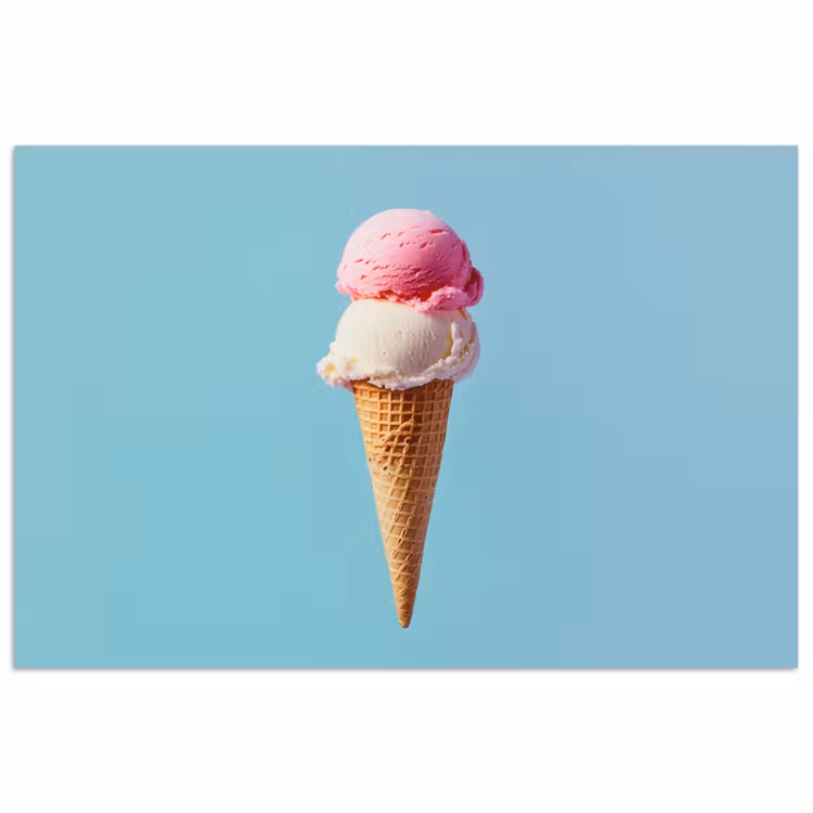 Poster - Bolletjes - Schepijs - Hoorntje - Blauw — 1