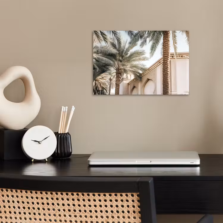 Poster - Gebouw - Palmbomen - Beige - Zon — 2