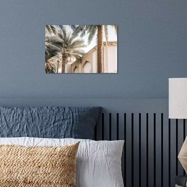 Poster - Gebouw - Palmbomen - Beige - Zon — 3