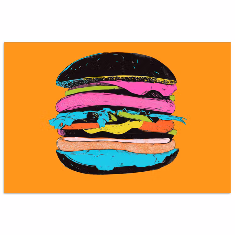 Poster - Hamburger - Kleurrijk - Speels — 1