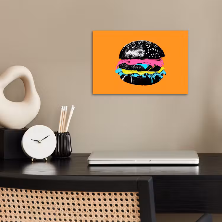 Poster - Hamburger - Oranje - Neon - popart — 2