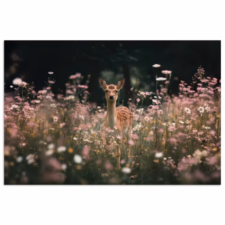 Poster - Hert - Wilde bloemen - Bos — 1