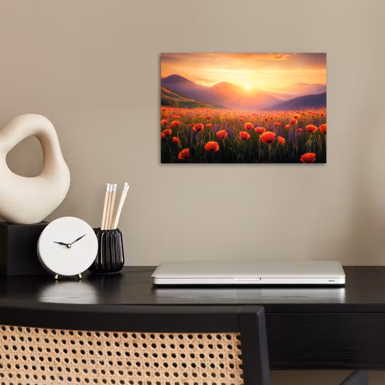 Poster - Landschap - Zonsondergang - Bloemenveld — 2