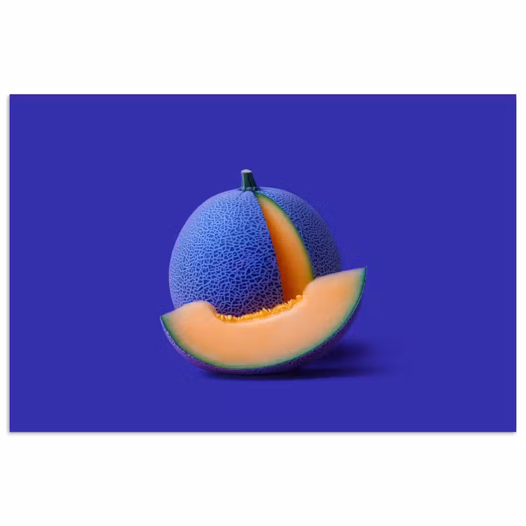 Poster - Meloen - Blauw - Oranje - Kunstzinnig — 1
