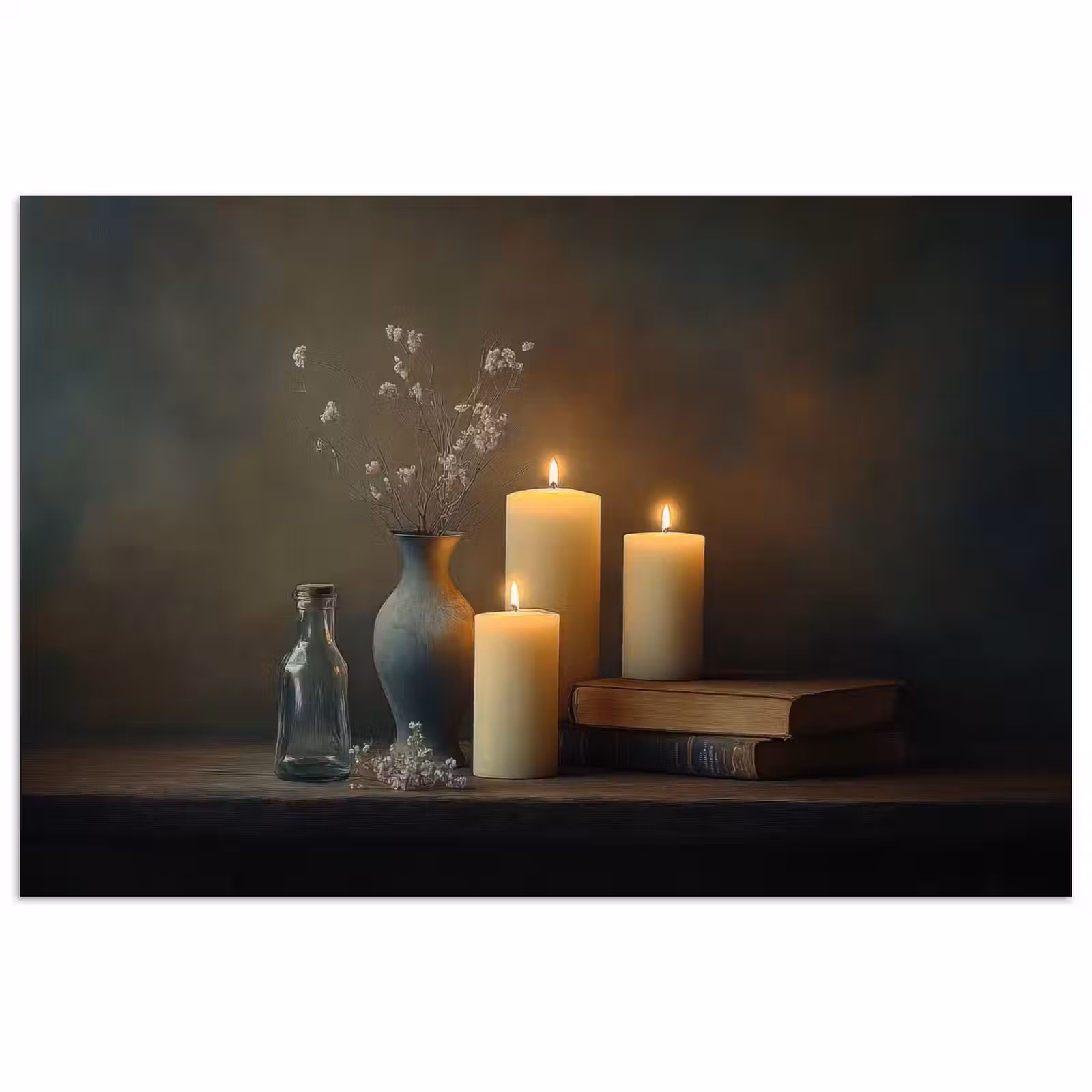 Poster - Kaarsen - Stilleven - Rustiek - Boeken — 1