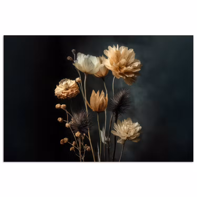 Poster - Boeket - Bloemen - Licht - Zwart — 1