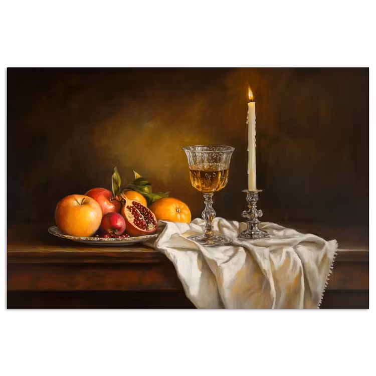 Poster - Fruit - Stilleven - Wijn - Kaars — 1