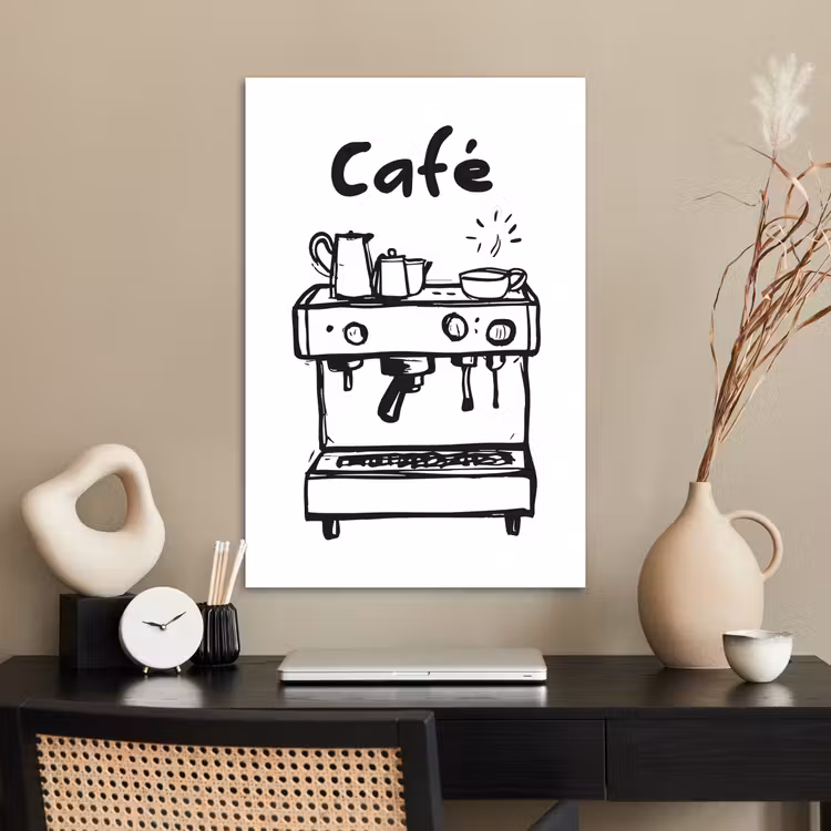 Poster - Illustratie - Café - Koffiemachine - Kopjes — 2