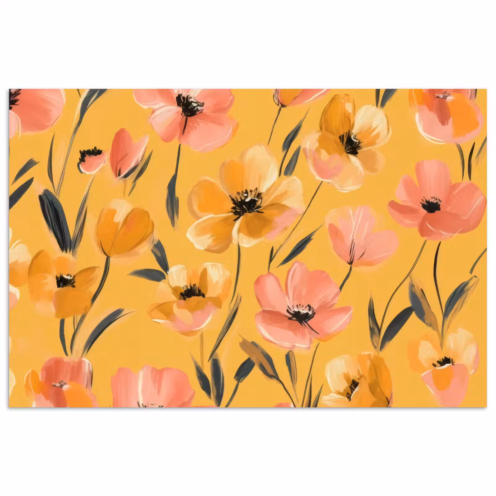 Poster - Bloemen - Geschilderd - Geel — 1