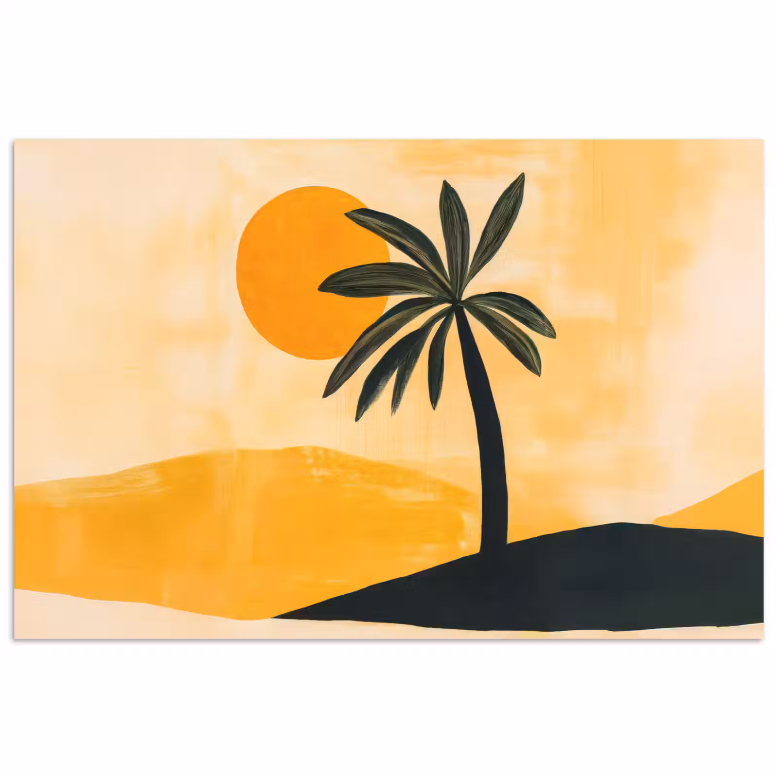 Poster - Illustratie - Palmboom - Zon - Heuvels — 1