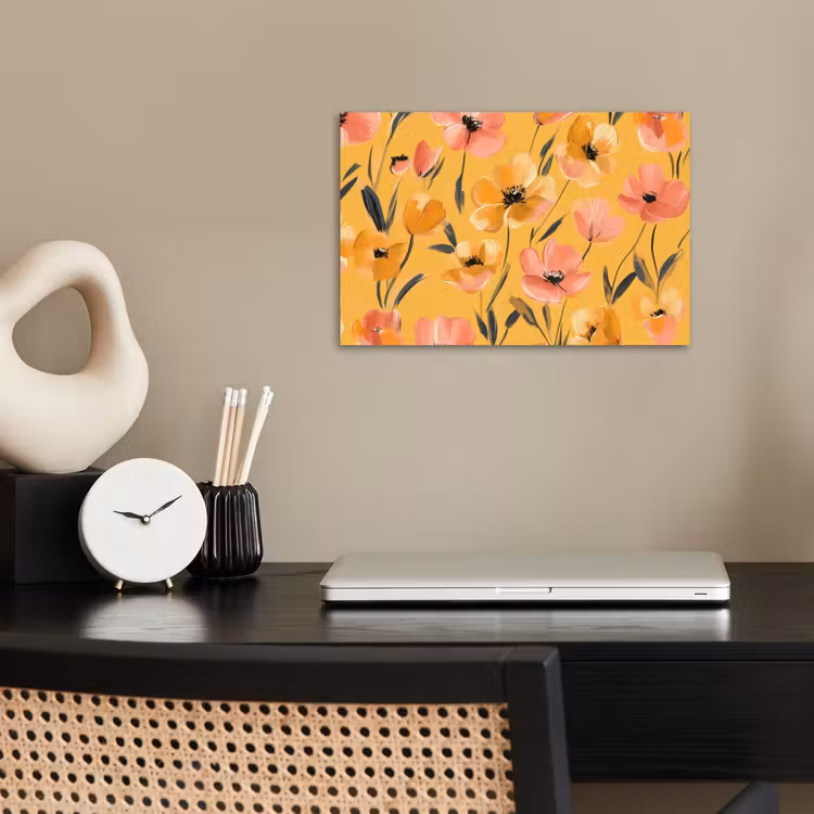 Poster - Bloemen - Geschilderd - Geel — 2