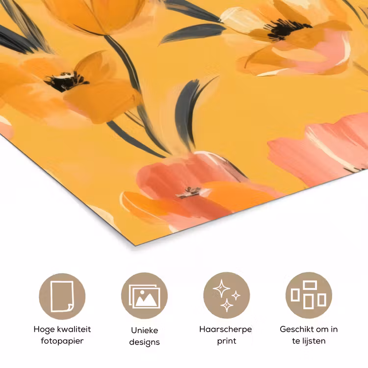 Poster - Bloemen - Geschilderd - Geel — 5