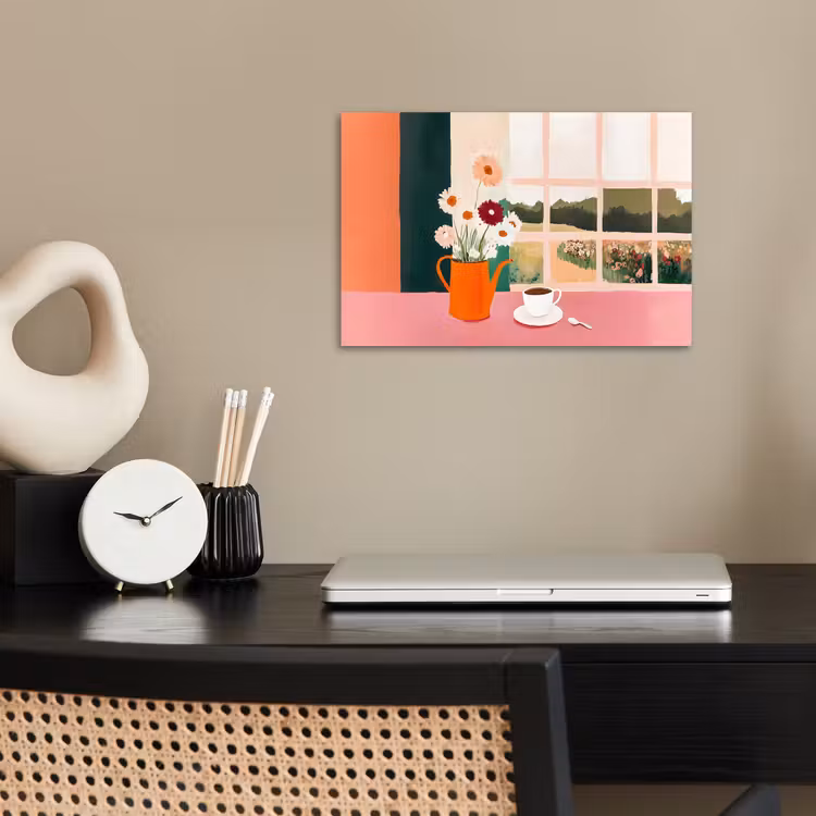 Poster - Bloemen - Koffie - Raam — 2
