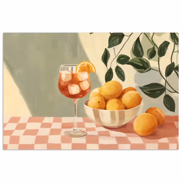 Poster - Citroenen - Glas - Tafelkleed - Geblokt — 1
