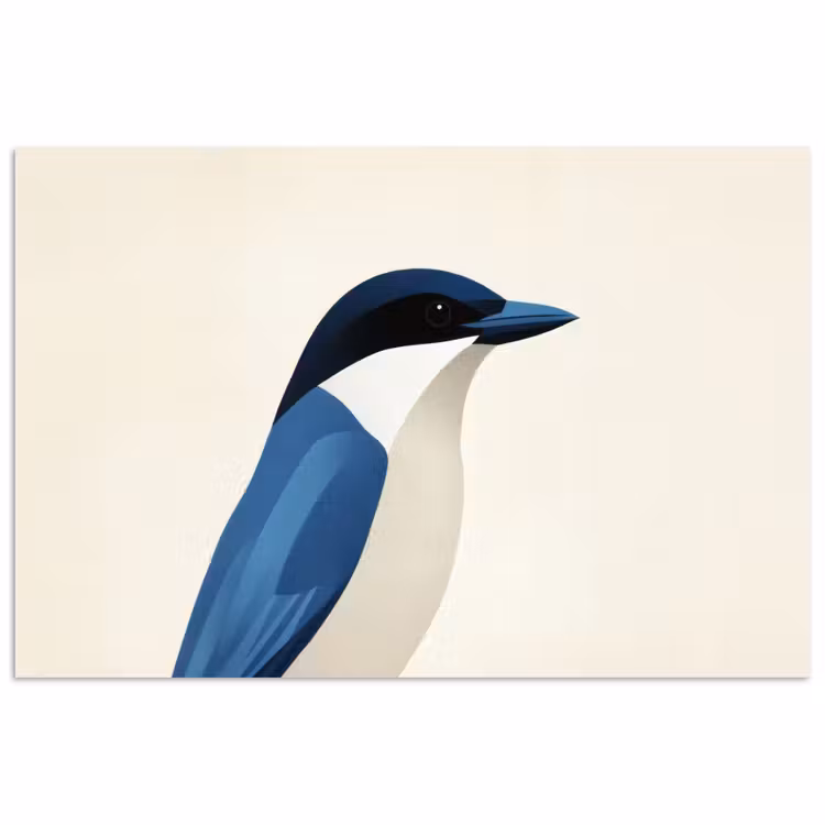 Poster - Illustratie - Blauw - Vogel — 1