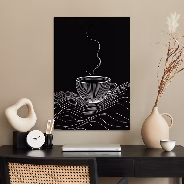Poster - Lijntekening - Koffiekop - Zwart — 2