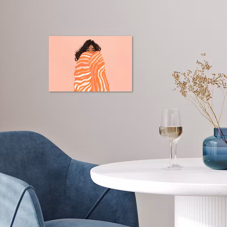 Poster - Meisje - Deken - Gestreept - Oranje — 4