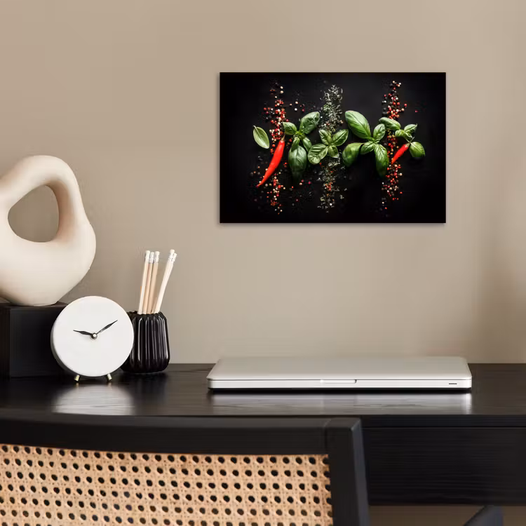 Poster - Chilipepers - Basilicum - Blaadjes - Rood — 2
