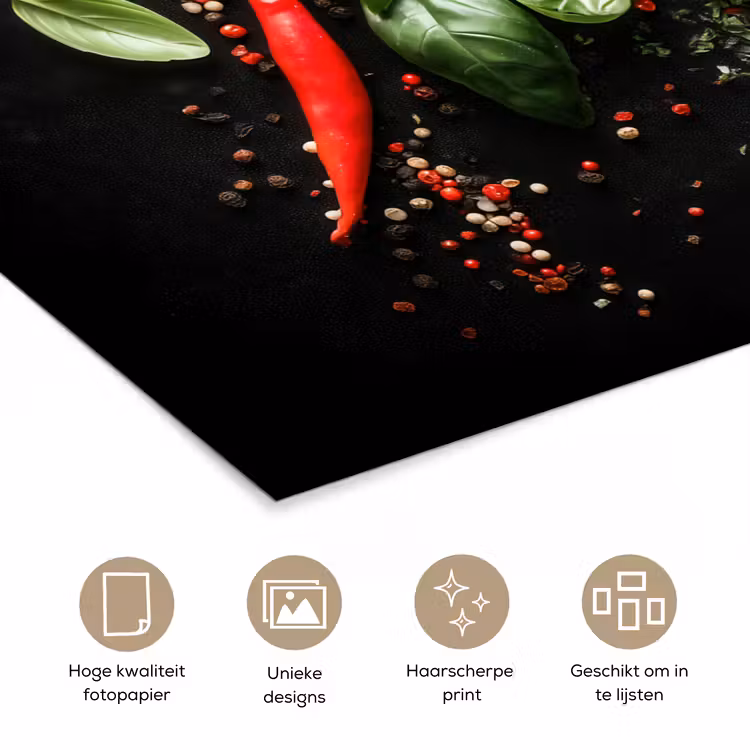 Poster - Chilipepers - Basilicum - Blaadjes - Rood — 5
