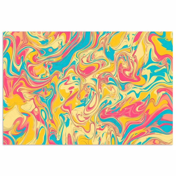 Poster - Geel - Roze - Blauw - Retro — 1
