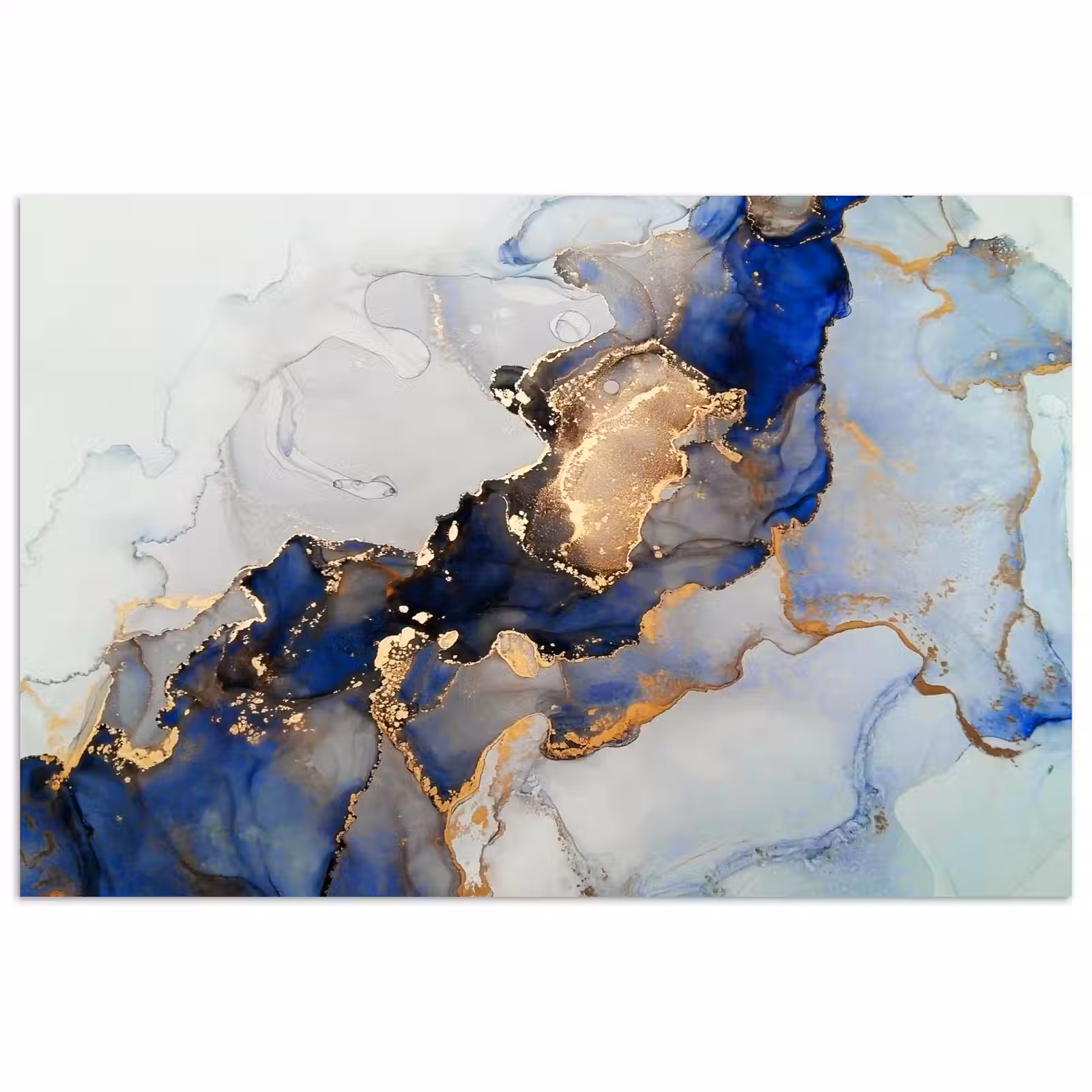 Poster - Marmer - Blauw - Goud — 1