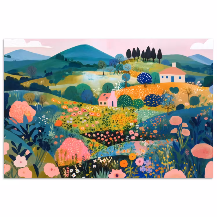 Poster - Heuvellandschap - Fantasierijk - Kleurcontrasten — 1