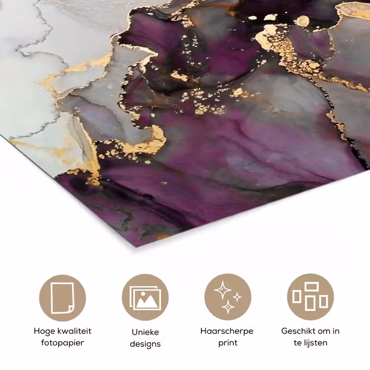 Poster - Marmer - Abstract - Goud - Paars — 5