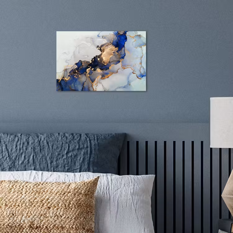 Poster - Marmer - Blauw - Goud — 3