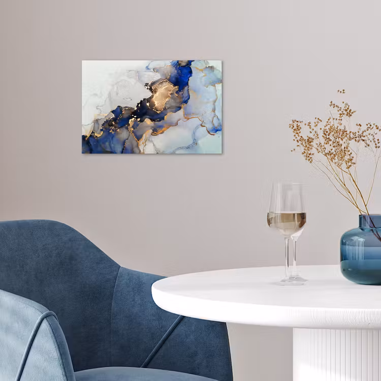 Poster - Marmer - Blauw - Goud — 4