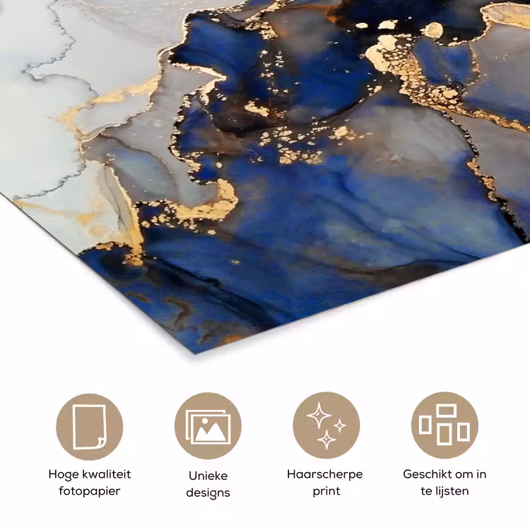 Poster - Marmer - Blauw - Goud — 5