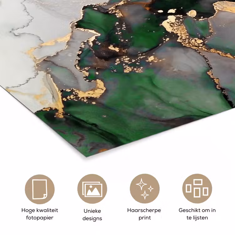 Poster - Marmer - Goud - Groen - Luxe — 5