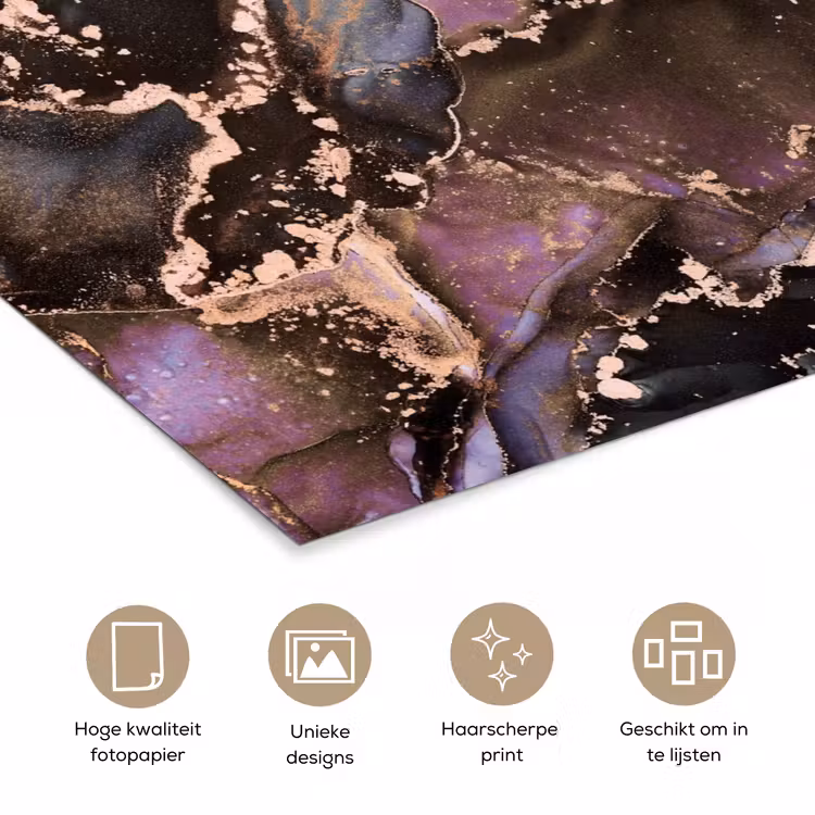 Poster - Marmer - Goud - Roze — 5
