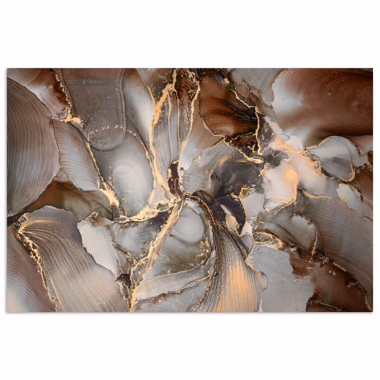 Poster - Grijs - Goud - Marmer - Marmerlook — 1